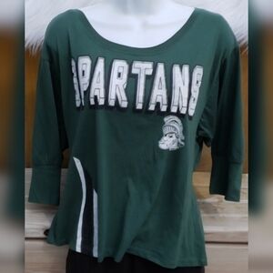 Michigan State University Spartans 3/4 Sleeve Top with Sparty